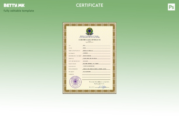 Шаблон за PSD шаблон за уверение за смрт во Бразил во модерен стил